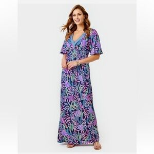 Lilly Pulitzer Manuela Maxi Knit Dress - Oyster Bay Navy Youve Been Spotted XL